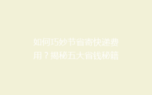 如何巧妙节省寄快递费用?揭秘五大省钱秘籍,让你轻松省下大笔开支!