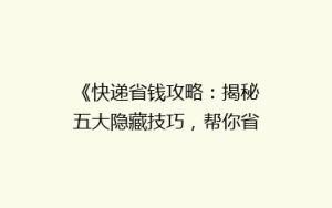 《快递省钱攻略:揭秘五大隐藏技巧,帮你省下大笔运费!》