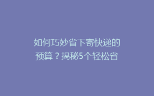 如何巧妙省下寄快递的预算?揭秘5个轻松省钱的小技巧!