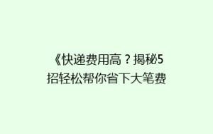《快递费用高?揭秘5招轻松帮你省下大笔费用!》