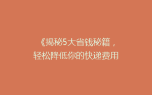 《揭秘5大省钱秘籍,轻松降低你的快递费用!》
