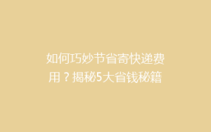 如何巧妙节省寄快递费用?揭秘5大省钱秘籍,让你的快递费用降降降!