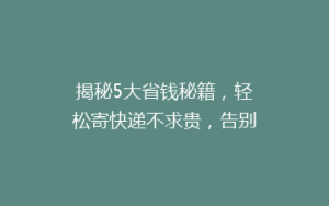揭秘5大省钱秘籍,轻松寄快递不求贵,告别高昂运费烦恼!
