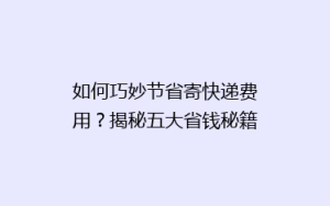 如何巧妙节省寄快递费用?揭秘五大省钱秘籍,让你轻松降低快递成本!