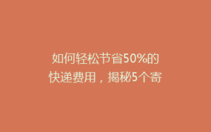 如何轻松节省50%的快递费用,揭秘5个寄快递省钱绝招!