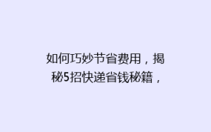 如何巧妙节省费用,揭秘5招快递省钱秘籍,让你的包裹轻松省下大把钞票!