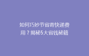 如何巧妙节省寄快递费用?揭秘5大省钱秘籍,让你的快递成本降降降!
