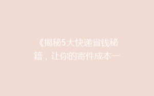 《揭秘5大快递省钱秘籍,让你的寄件成本一降再降!》
