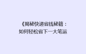 《揭秘快递省钱秘籍:如何轻松省下一大笔运费?》