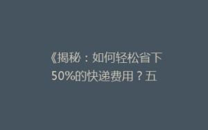 《揭秘:如何轻松省下50%的快递费用?五大省钱秘籍大公开!》