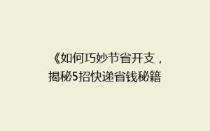 《如何巧妙节省开支,揭秘5招快递省钱秘籍,让你的寄件成本大降!》