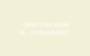 《揭秘5大省心省钱秘籍,让你的快递费用立省一半!》