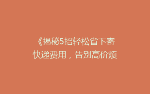 《揭秘5招轻松省下寄快递费用，告别高价烦恼！》