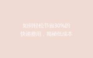 如何轻松节省30%的快递费用,揭秘低成本寄快递的5个实用技巧!