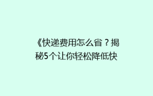 《快递费用怎么省?揭秘5个让你轻松降低快递成本的省钱秘籍!》