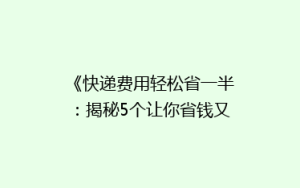 《快递费用轻松省一半:揭秘5个让你省钱又省心的寄快递技巧》