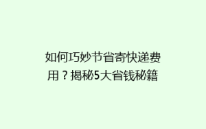 如何巧妙节省寄快递费用?揭秘5大省钱秘籍,让你的快递费用一降再降!