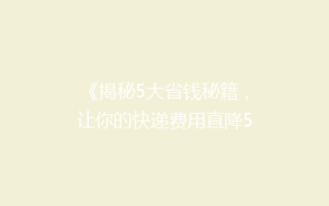 《揭秘5大省钱秘籍,让你的快递费用直降50%!》