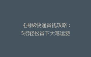 《揭秘快递省钱攻略:5招轻松省下大笔运费,告别高价快递!》