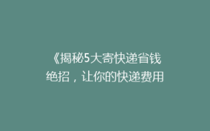 《揭秘5大寄快递省钱绝招,让你的快递费用减半!》