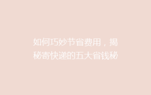 如何巧妙节省费用，揭秘寄快递的五大省钱秘籍，告别高价快递烦恼！